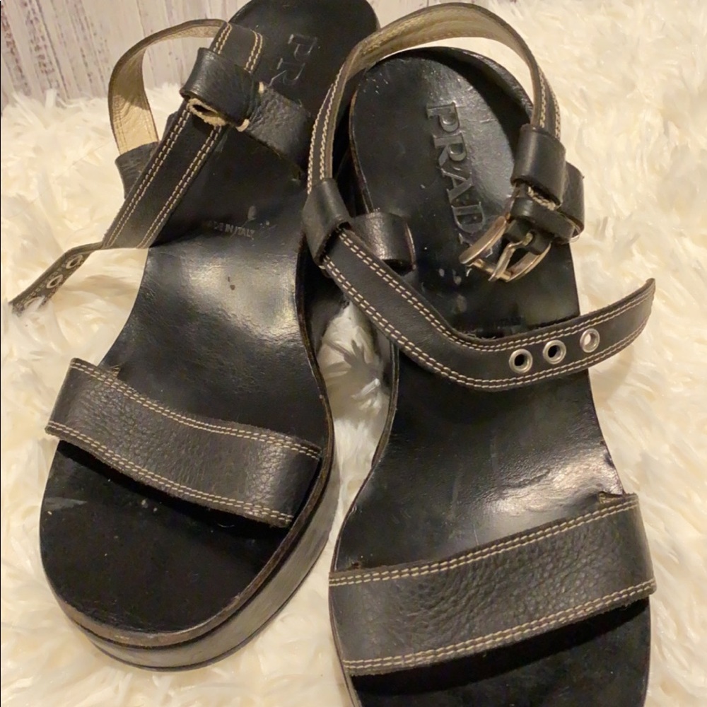 PRADA single strap platform heel